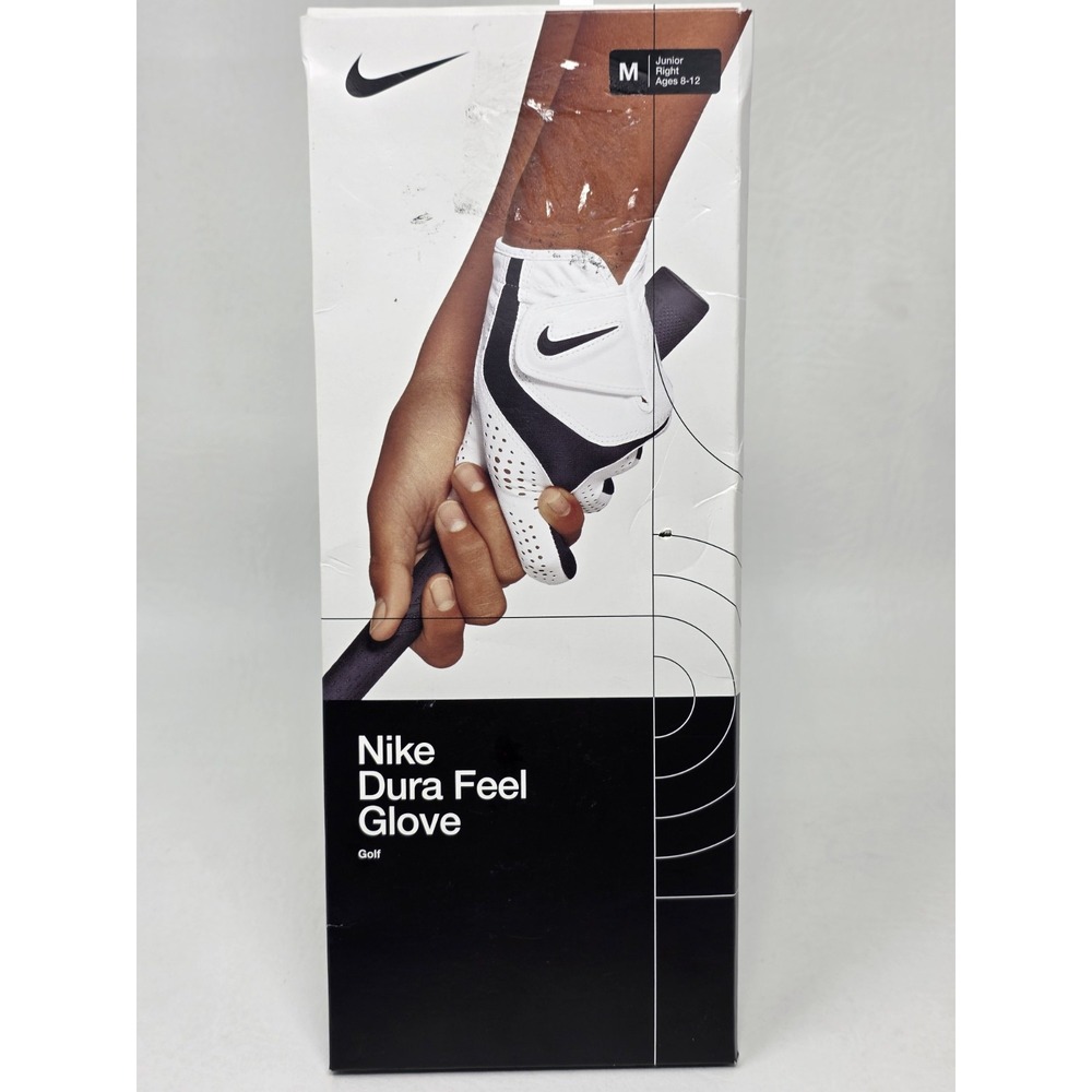 Nike Dura Feel Golf Glove Size Medium Junior Right Hand Ages 8-12 White/Black